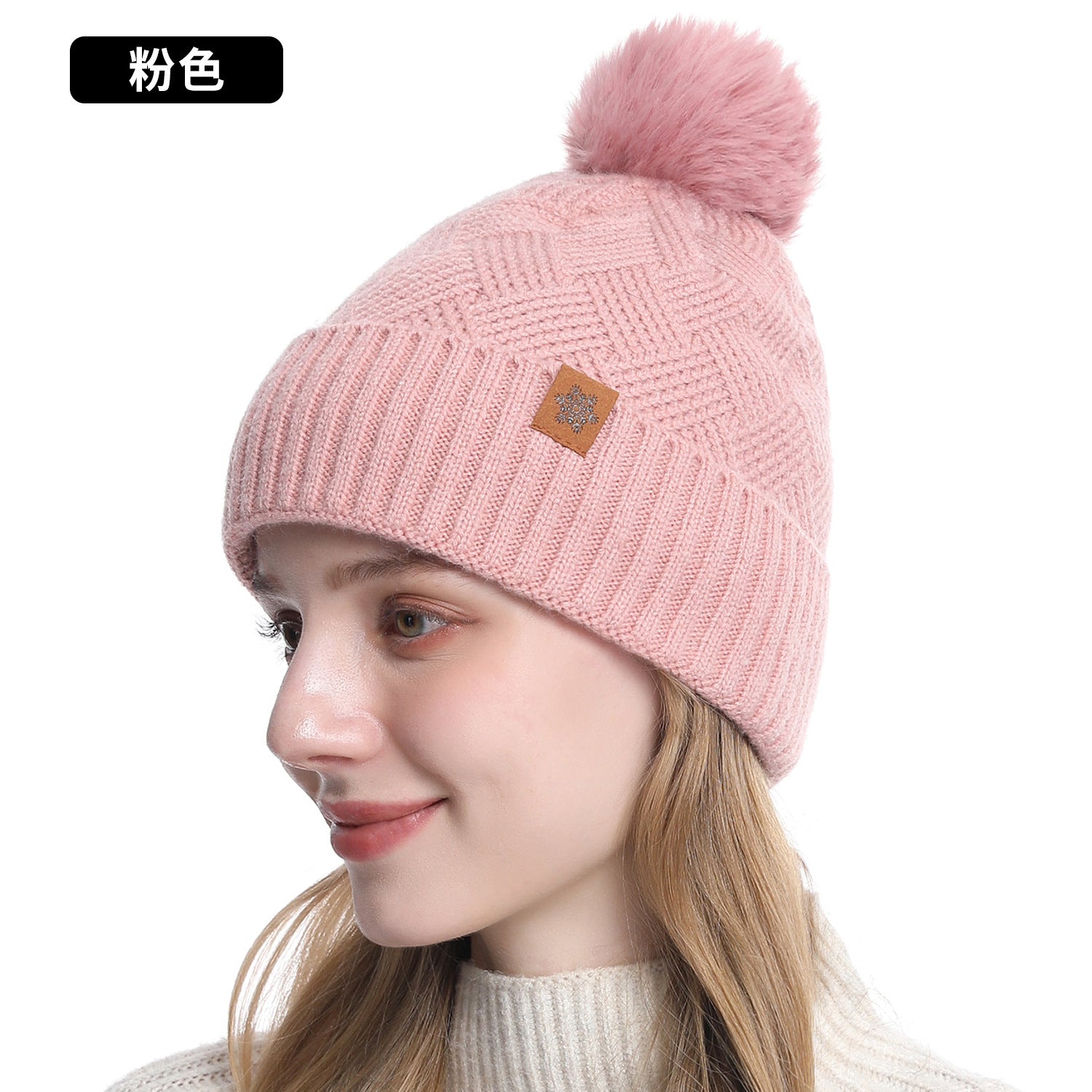 Wholesale Women' s knitted hat winter cold-proof double-layer f outdoor warm knitted hat f gloves three-piece set
